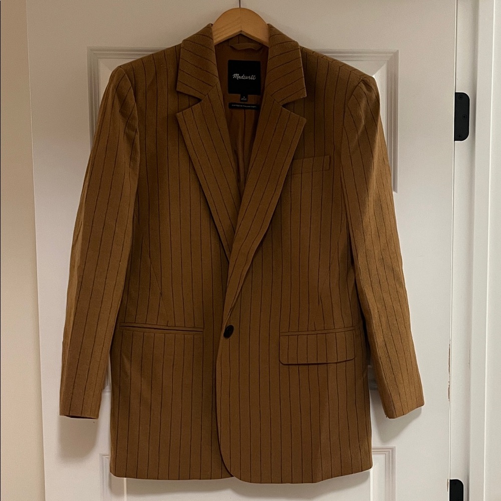 Madewell Tan Pinstripe Blazer